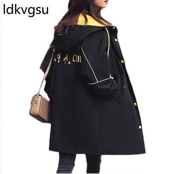 Spring Trench Coat Women 2019 New Hooded Fashion Simple Street Outwear Korean Loose Long Trench Mujer oto o Windbreaker f013
Spring Trench Coat Women 2019 New Hooded Fashion Simple Street Outwear Korean Loose Long Trench Mujer oto o Windbreaker f013