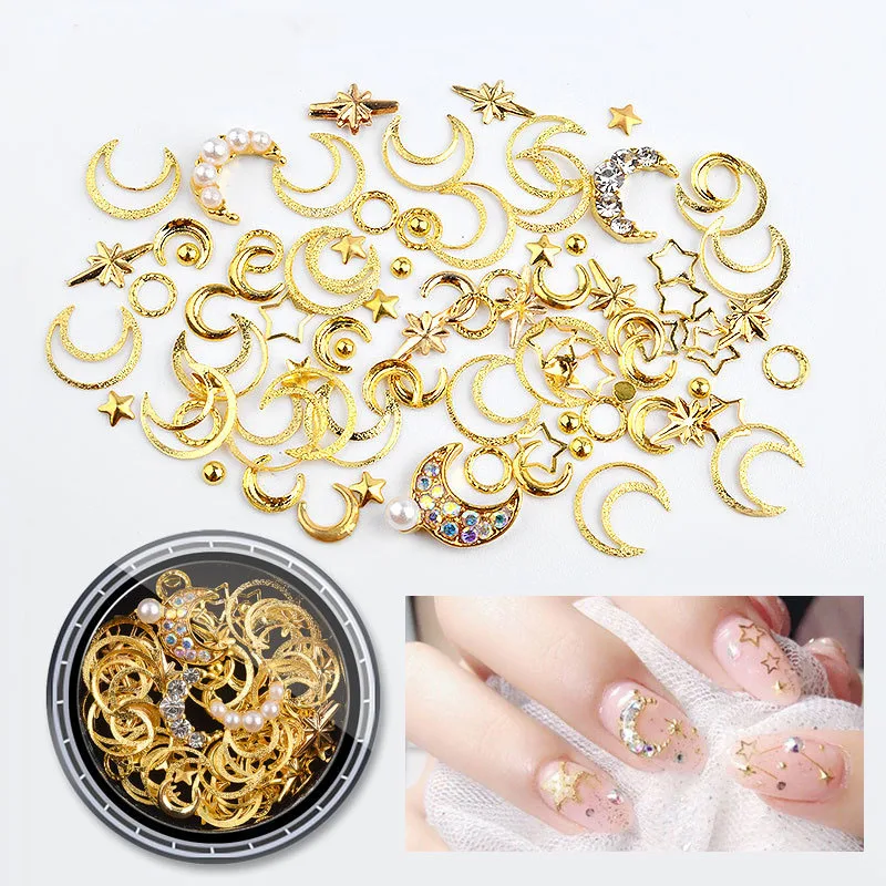 Mixed shape nail decoration moon star liner gold beads metal nail Rivets AB Rhinestones 3D DIY nail jewelry MZ015
Mixed shape nail decoration moon star liner gold beads metal nail Rivets AB Rhinestones 3D DIY nail jewelry MZ015