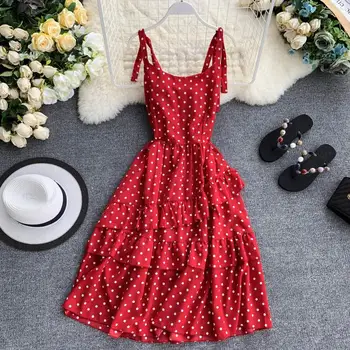 2019 New Fashion Women's Dresses Fresh Retro Vintage Dot Printing V-neck Sleeveless Waist Slimming Irregular Ruffled Strap Dress
2019 New Fashion Women's Dresses Fresh Retro Vintage Dot Printing V-neck Sleeveless Waist Slimming Irregular Ruffled Strap Dress