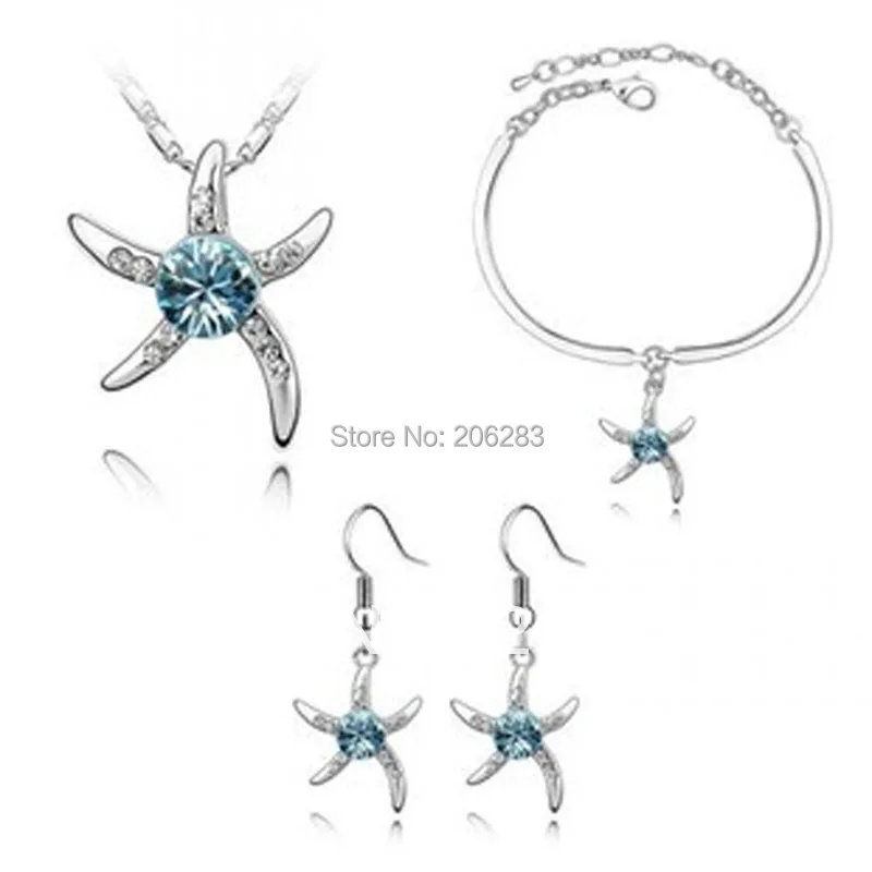 Mix $10 Quality fashion Jewelry set exquisite crystal sea star necklace earrings bracelet S7004
Mix $10 Quality fashion Jewelry set exquisite crystal sea star necklace earrings bracelet S7004