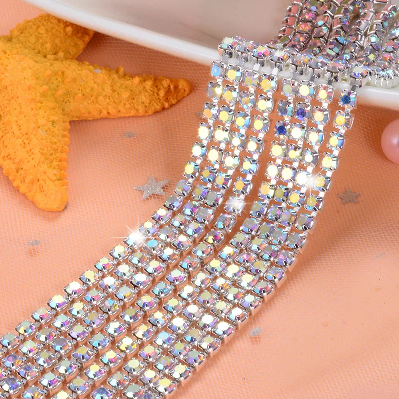 Prajna AB Crystal Rhinestone Chain 4mm Claw Rhinestone Multicolor Diamond Chain Encryption Chain For Clothes DIY Accessories
Prajna AB Crystal Rhinestone Chain 4mm Claw Rhinestone Multicolor Diamond Chain Encryption Chain For Clothes DIY Accessories