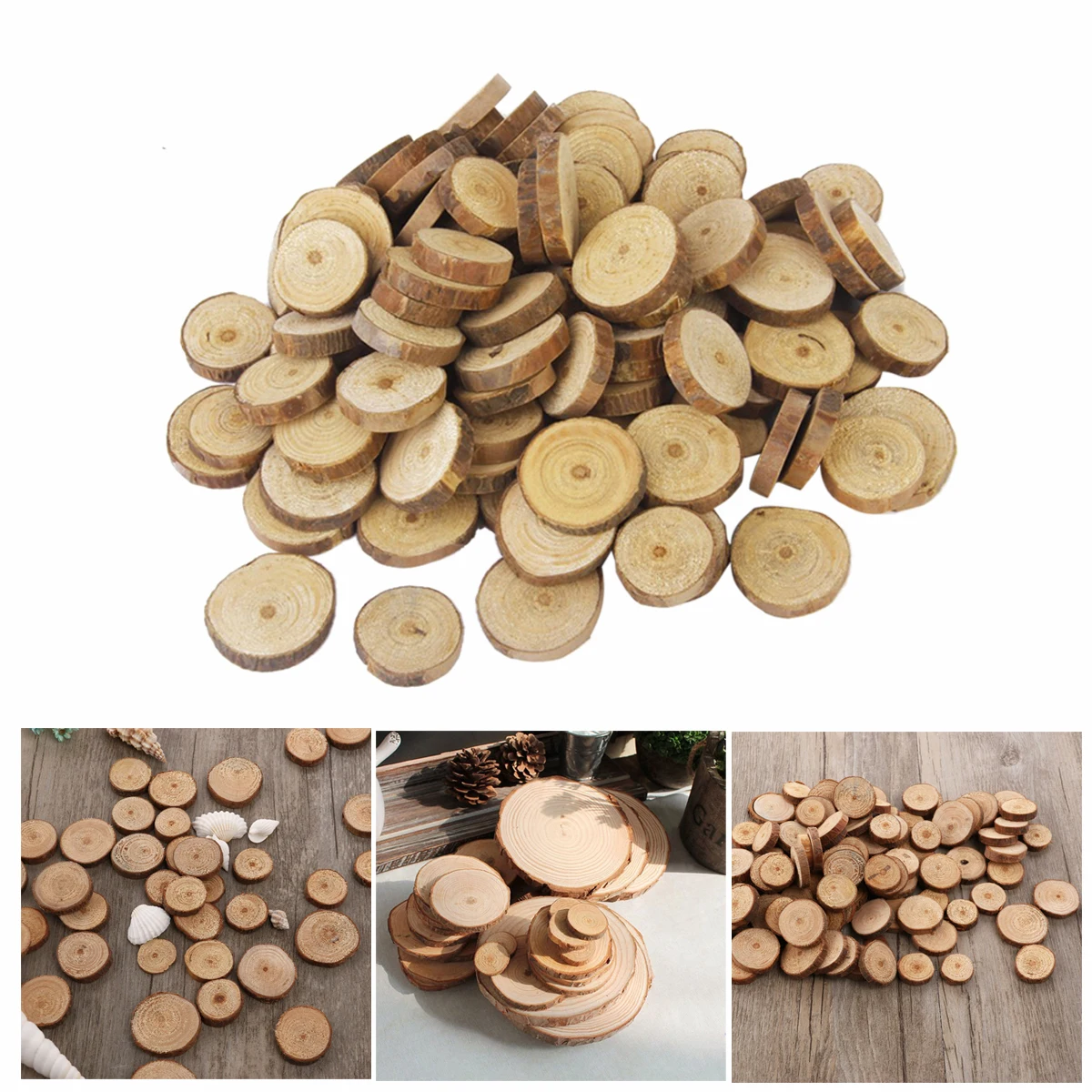Фото DIY Round Wood Piece Party Favors Decorations Photography Photo Booth Props With Desiccant Wedding Festival Birthday supplies | Дом и сад