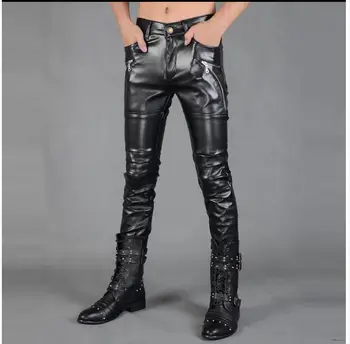 2019 new stage men's fashion trousers men's slim feet leather pants hair stylist personality black leather pants singer costume
2019 new stage men's fashion trousers men's slim feet leather pants hair stylist personality black leather pants singer costume