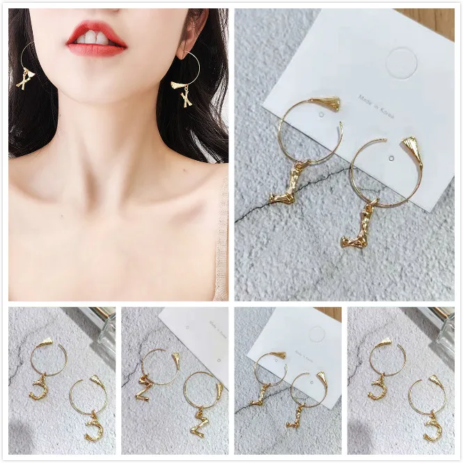 New Creative The Letter Hoop Earrings For Women Golden Hanging Hoop Earrings Female Fashion Jewelry
New Creative The Letter Hoop Earrings For Women Golden Hanging Hoop Earrings Female Fashion Jewelry