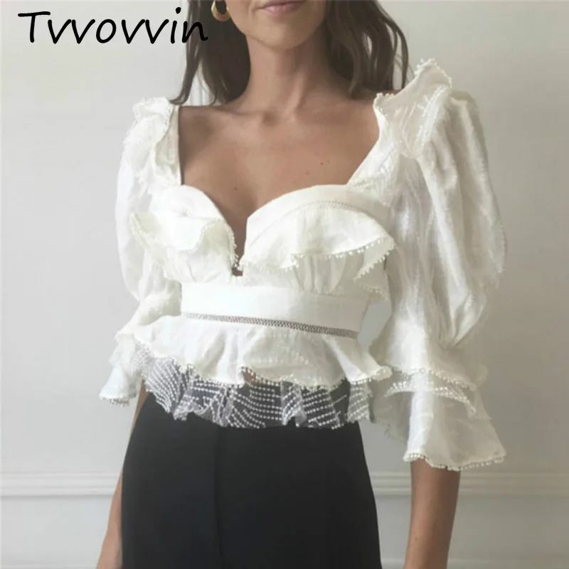 Boho Chic Tops 2019 Spring Summer High Quality Ruffles White Mesh Embroidery Blouses Womens SEXY Womens Shirt Blouse V734
Boho Chic Tops 2019 Spring Summer High Quality Ruffles White Mesh Embroidery Blouses Womens SEXY Womens Shirt Blouse V734