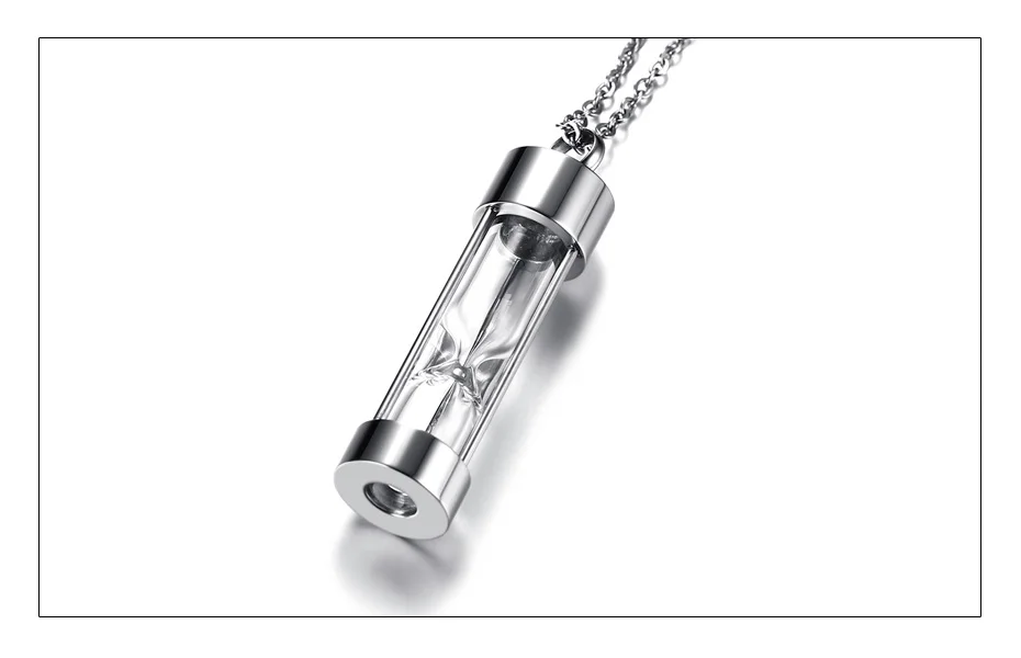 Meaeguet Hourglass Cremation Pendant Hold Memorial Ashes Stainless Steel Cylinder Keepsake Urn Necklace For Men (5)