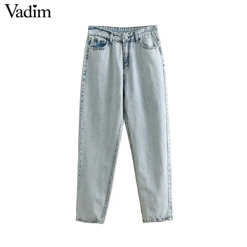 Vadim women straight high waist ankle length jeans zipper fly pockets fashion female basic casual long trousers KA783
Vadim women straight high waist ankle length jeans zipper fly pockets fashion female basic casual long trousers KA783