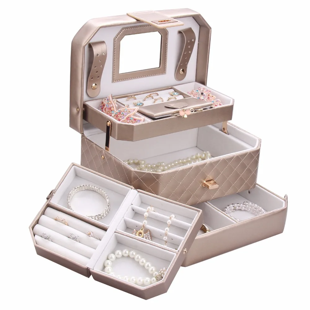 Automatic PU Leather Jewelry Box Three-layer Storage Boxes For Girls Women Earring Rings Cosmetic Organizer Golden Casket Holder
Automatic PU Leather Jewelry Box Three-layer Storage Boxes For Girls Women Earring Rings Cosmetic Organizer Golden Casket Holder
