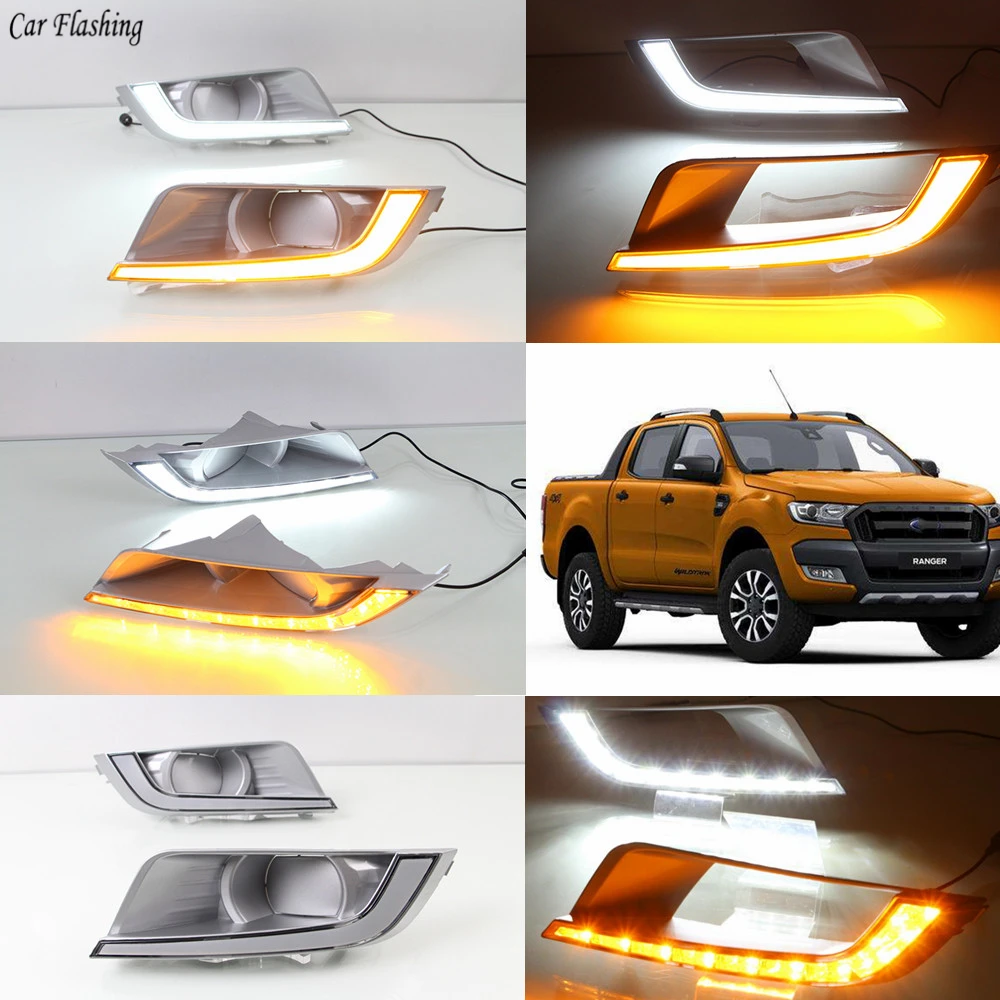 Car Flashing 1 Set Car LED Daytime Running Lights DRL Fog Lamp With Yellow Turn Signal Lamp For Ford Ranger 2015 2016 2017 2018
Car Flashing 1 Set Car LED Daytime Running Lights DRL Fog Lamp With Yellow Turn Signal Lamp For Ford Ranger 2015 2016 2017 2018