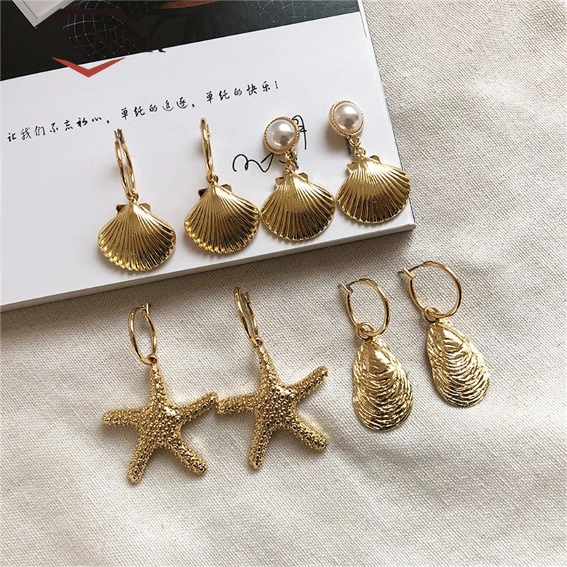 CANNER Creative Bohemia Gold Color Starfish Shell Drop Earring Retro Exquisite Beach Vacation Earrings for Women Jewelry TW
CANNER Creative Bohemia Gold Color Starfish Shell Drop Earring Retro Exquisite Beach Vacation Earrings for Women Jewelry TW