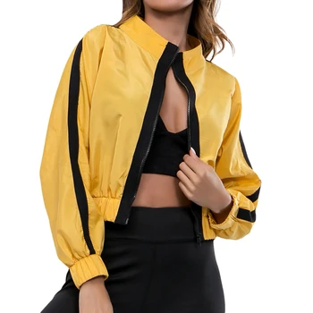 Women Striped Outerwear Sports Short Coats Long Sleeve Stand-Up Collar Patchwork Zipper Jacket Windbreaker Coats Crop Sweatshirt
Women Striped Outerwear Sports Short Coats Long Sleeve Stand-Up Collar Patchwork Zipper Jacket Windbreaker Coats Crop Sweatshirt