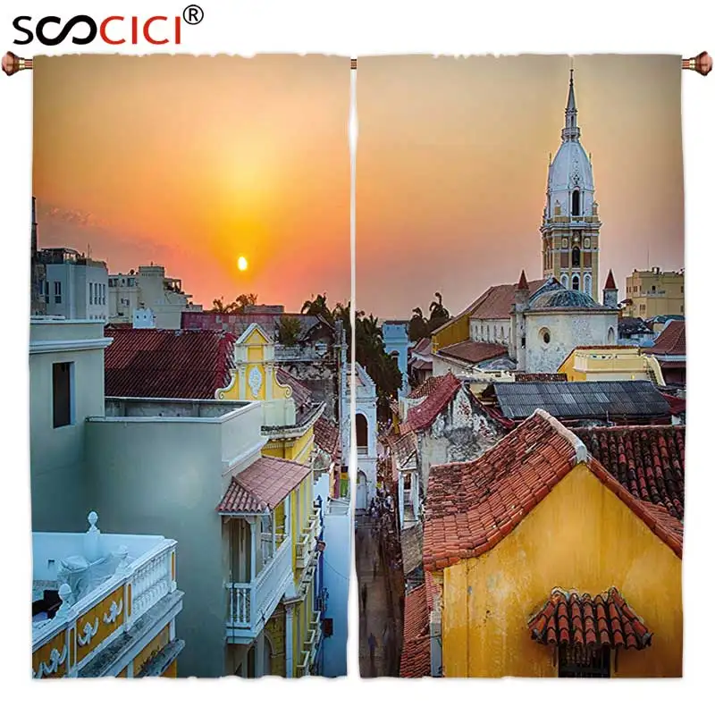 Window Curtains Treatments 2 Panels,Sunset View over the Rooftops of the Old City Cartagena Cathedral Colombian Coast Picture
Window Curtains Treatments 2 Panels,Sunset View over the Rooftops of the Old City Cartagena Cathedral Colombian Coast Picture