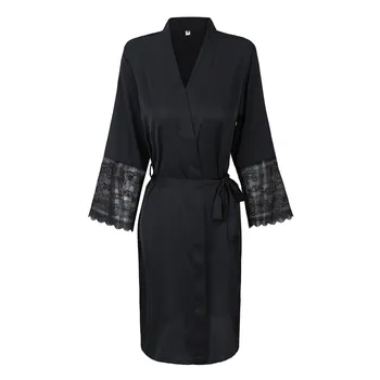 Sexy Black Women Robes Summer Kimono Bathrobe Gown Rayon Sleepwear Nightgown Lace Trim Bride Bridesmaid Wedding Robe M-XXL
Sexy Black Women Robes Summer Kimono Bathrobe Gown Rayon Sleepwear Nightgown Lace Trim Bride Bridesmaid Wedding Robe M-XXL