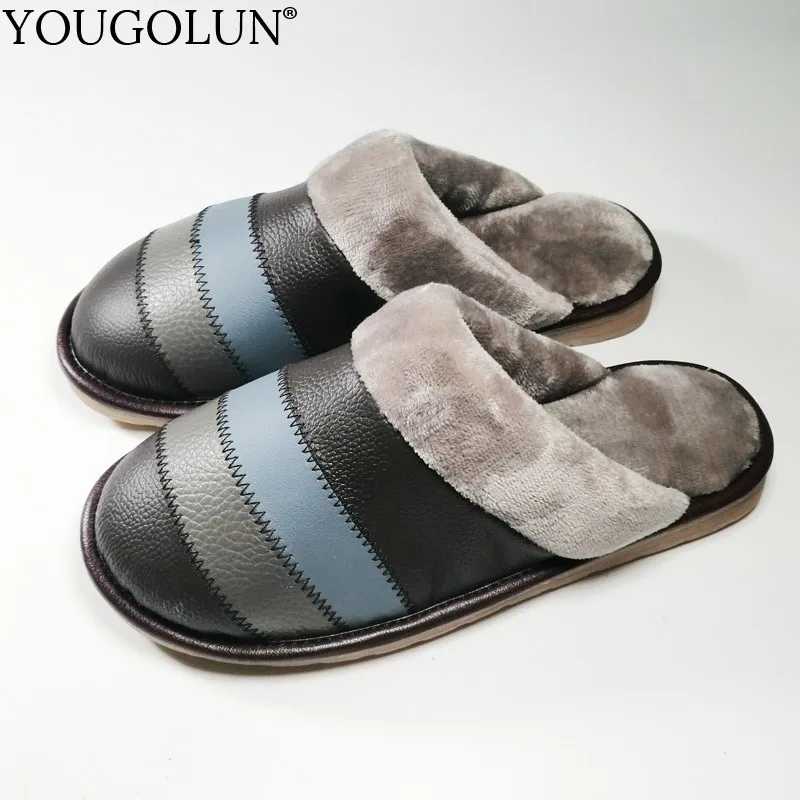 Winter Indoor Slippers Men Genuine Cow Leather Fashion Male Warm Shoes A266 Men Casual Sewing Striped Black Brown Flat Slipper
Winter Indoor Slippers Men Genuine Cow Leather Fashion Male Warm Shoes A266 Men Casual Sewing Striped Black Brown Flat Slipper