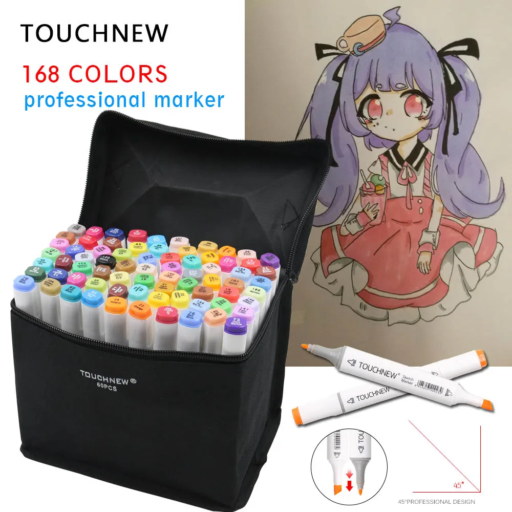 TOUCHNEW 30/40/60/80/168 Color Manga Marker Pen Set Student Drawing Sketch Pens Art Markers Alcohol Based Art Supplies
TOUCHNEW 30/40/60/80/168 Color Manga Marker Pen Set Student Drawing Sketch Pens Art Markers Alcohol Based Art Supplies