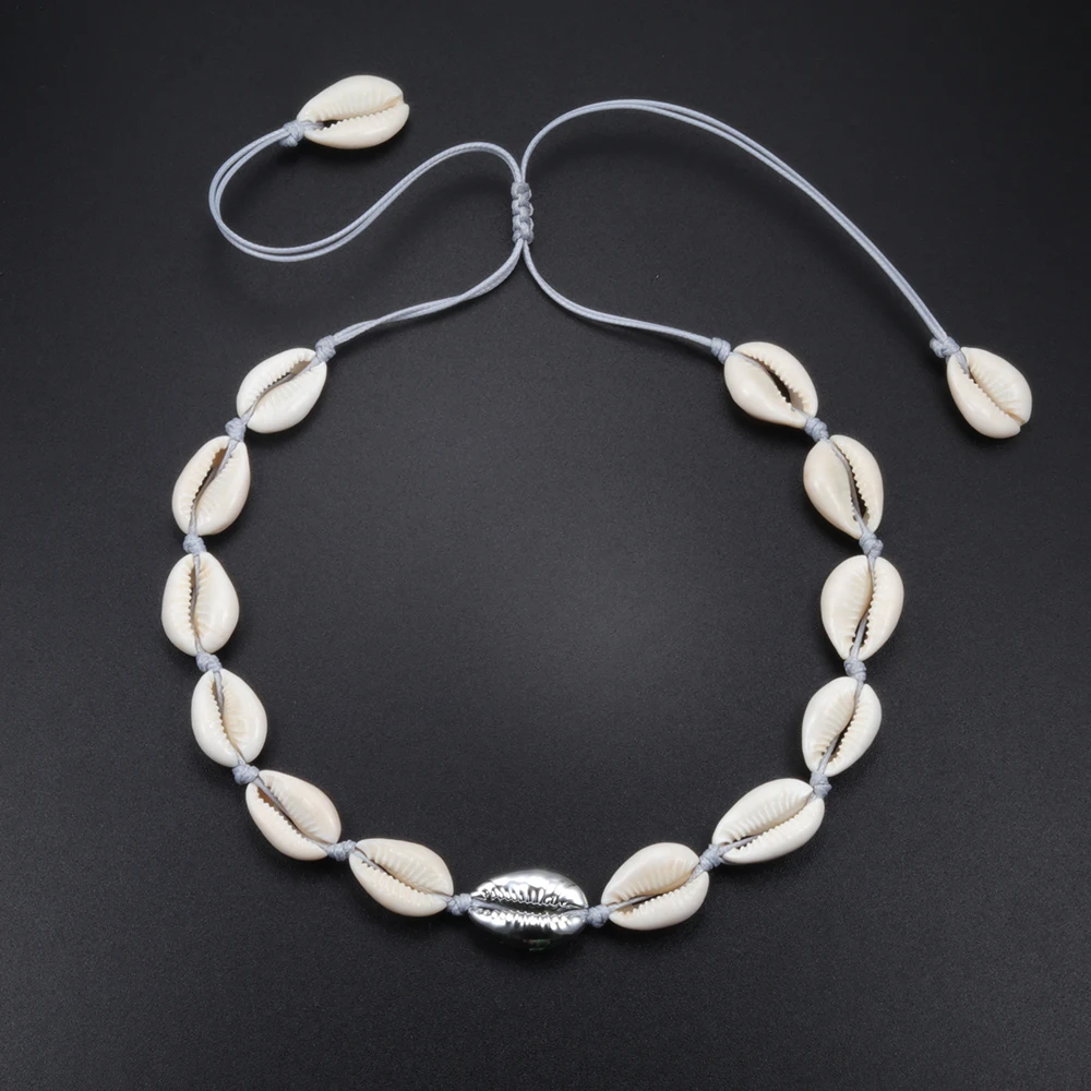 Натуральное белое ожерелье из ракушек женская бижутерия веревка Украшенные