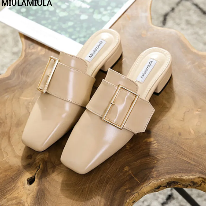 MIULAMIULA Brand Designer 2019 Summer Big Square Buckle Belt Woman Leather Slipper Med Heels 4cm Slip On Loafers Mules Out 35-40
MIULAMIULA Brand Designer 2019 Summer Big Square Buckle Belt Woman Leather Slipper Med Heels 4cm Slip On Loafers Mules Out 35-40