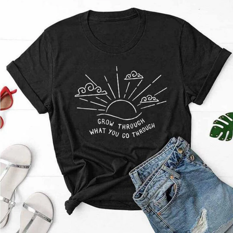 Grow Through What You Go Through Tshirt See The Light Graphic T-shirt Inspire Streetwear Shirts Women Pure Cotton Tops Drop Ship
Grow Through What You Go Through Tshirt See The Light Graphic T-shirt Inspire Streetwear Shirts Women Pure Cotton Tops Drop Ship