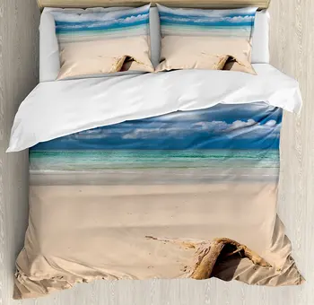 Driftwood Decor Duvet Cover Set, Sea Theme Driftwood on the Sandy Beach and Cloudy Sky Digital Print, 4 Piece Bedding Set
Driftwood Decor Duvet Cover Set, Sea Theme Driftwood on the Sandy Beach and Cloudy Sky Digital Print, 4 Piece Bedding Set