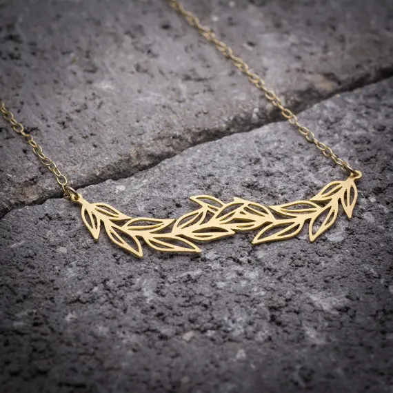 

NianDi Geometric Leaf Necklace Origami Gold geometric leaves pendant leaf branch Necklace & Pendants Party Accessories YLQ0856