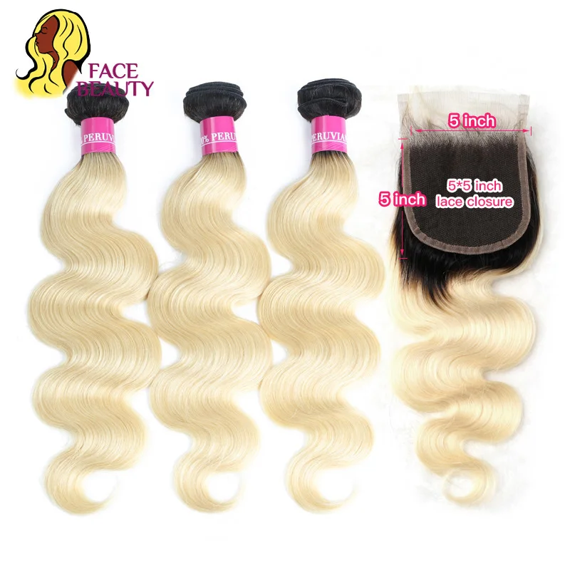 Facebeauty 1B/613 Blonde Ombre Two Tone Dark Roots 2/3/4 Brazilian Body Wave Remy Human Hair Weave Bundles with 5x5 Lace Closure
Facebeauty 1B/613 Blonde Ombre Two Tone Dark Roots 2/3/4 Brazilian Body Wave Remy Human Hair Weave Bundles with 5x5 Lace Closure
