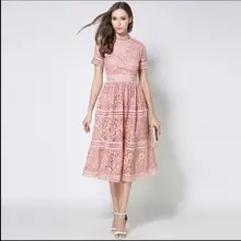 Moda de verano 2019 ahueca hacia fuera el vestido Vintage vestido de encaje de la Oficina vestidos elegantes de belleza para las mujeres RQ432(China)