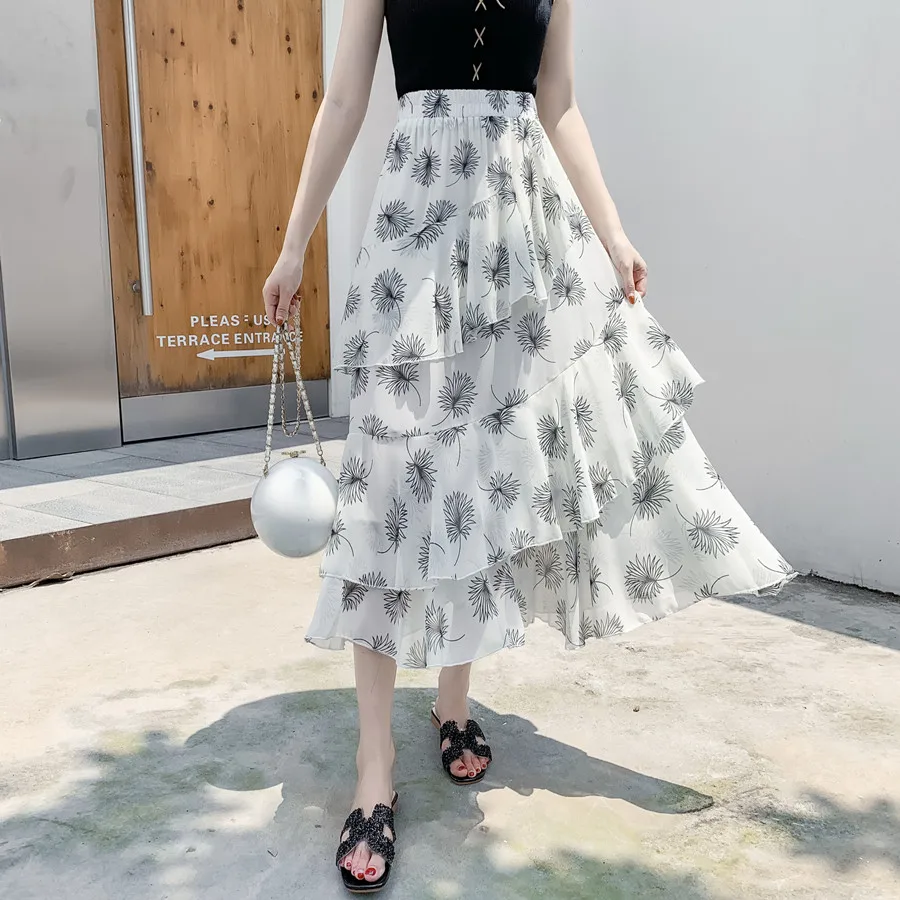 New Summer Leisure Cake Skirt Female High Waist Long Irregular Bohemian Vacation Style Floral Elegant Print Women Chiffon Skirt
New Summer Leisure Cake Skirt Female High Waist Long Irregular Bohemian Vacation Style Floral Elegant Print Women Chiffon Skirt