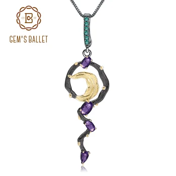 GEM'S BALLET 1.18Ct Natural Amethyst Gemstone Fine Jewelry 925 Sterling Silver Handmade Moon Pendant Necklace for Women Bijoux
GEM'S BALLET 1.18Ct Natural Amethyst Gemstone Fine Jewelry 925 Sterling Silver Handmade Moon Pendant Necklace for Women Bijoux