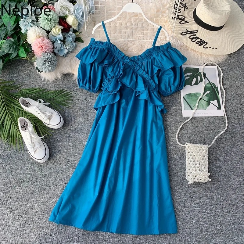 Neploe V-neck Sling Women Dress Cross Pleated Ruffles Patchwork Causal Vestidos 2019 Summer Solid Mid-calf Dresses 53504
Neploe V-neck Sling Women Dress Cross Pleated Ruffles Patchwork Causal Vestidos 2019 Summer Solid Mid-calf Dresses 53504