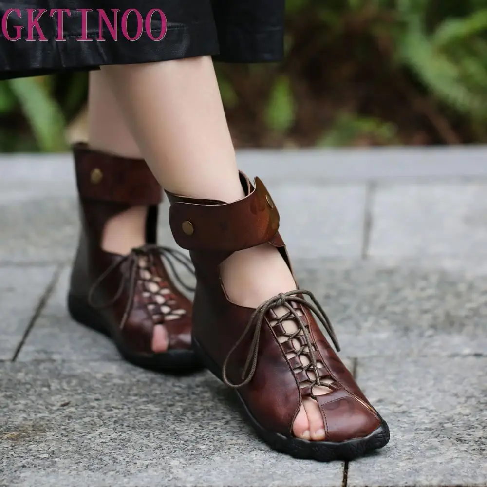 GKTINOO Original Cowhide Large Size Handmade Women Sandals Retro Style Genuine Leather Shoes Rome Hollow Out Summer Boots
GKTINOO Original Cowhide Large Size Handmade Women Sandals Retro Style Genuine Leather Shoes Rome Hollow Out Summer Boots