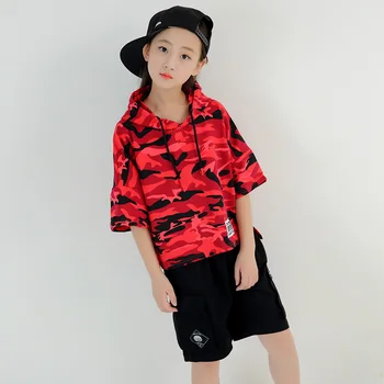 New Summer Boys Girls Hip Hop Dance Costumes For Kids Girl Hooded Camo Jacket + Black Shorts 2pcs Children Clothing Set
New Summer Boys Girls Hip Hop Dance Costumes For Kids Girl Hooded Camo Jacket + Black Shorts 2pcs Children Clothing Set