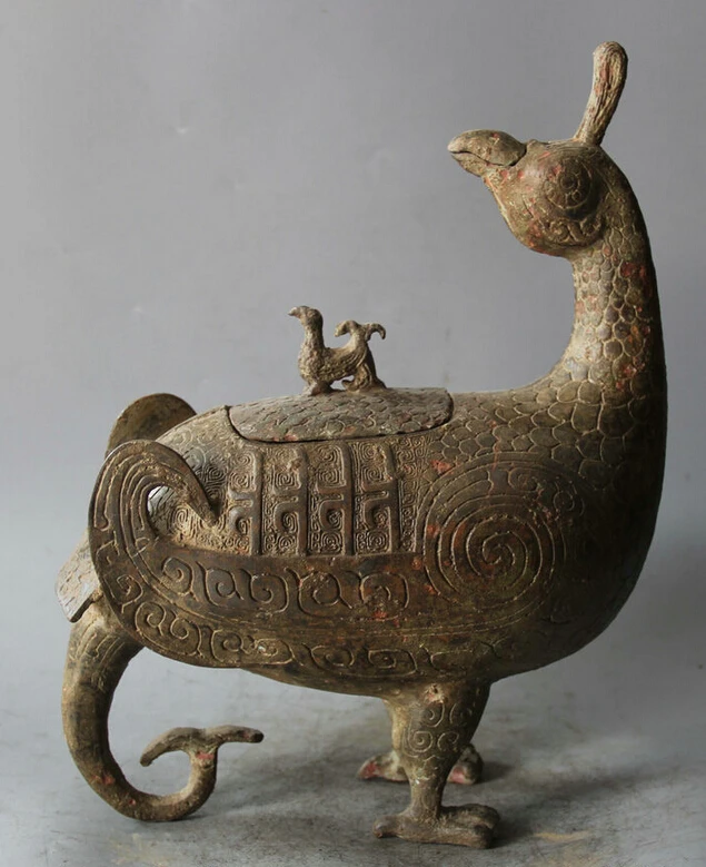 Collectible bronze S1900 13" Archaic Chinese Dynasty Bronze Poll Parrot Phoenix Bird Statue Censer (B0413)
Collectible bronze S1900 13" Archaic Chinese Dynasty Bronze Poll Parrot Phoenix Bird Statue Censer (B0413)