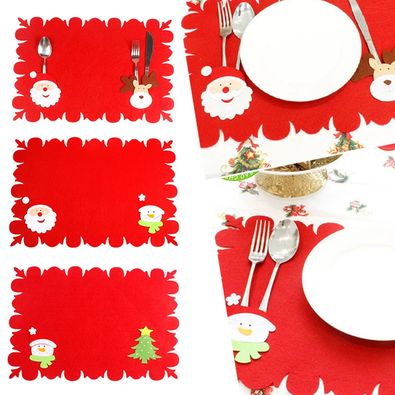 2018 New Christmas New Year Exquisite Table Placemat Pad Non-woven Fabric Table Mat 3 Styles