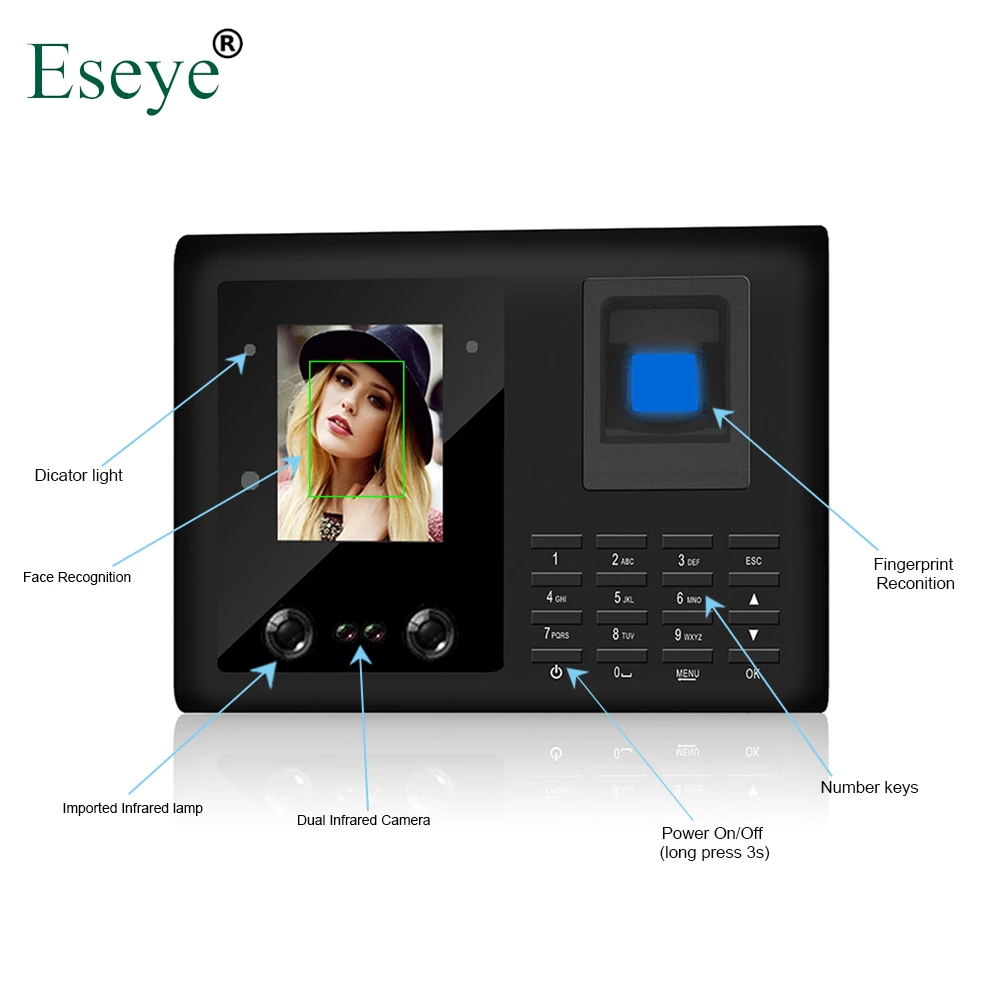 

Biometric Face Facial Recognition Fingerprint Time Attendance System TCP/IP Access Control Recorder Employee Electronic Machine