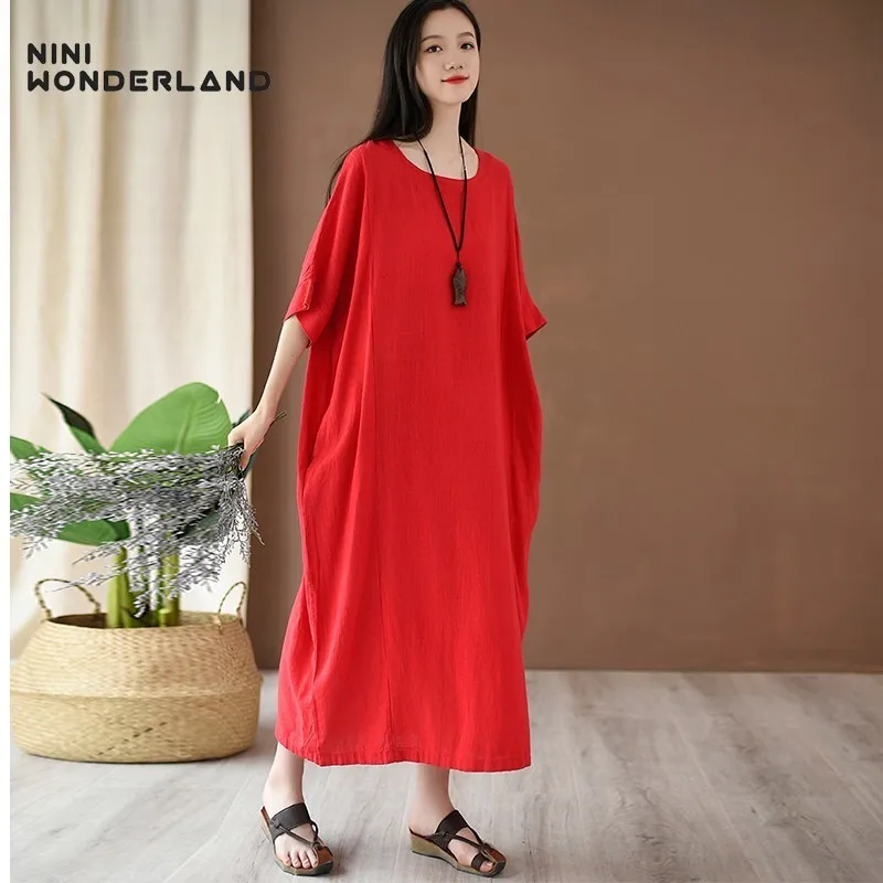 NINI WONDERLAND 2019 Summer Plus Size Dress Women Cotton Linen Robe Dress Loose Casual Long Dresses Female Solid Color Big Size
NINI WONDERLAND 2019 Summer Plus Size Dress Women Cotton Linen Robe Dress Loose Casual Long Dresses Female Solid Color Big Size