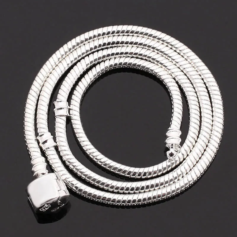 2 Style 10pcs/lot 3mm Silver Plated Snap Clasp Snake Chain European Necklaces Fit Murano Beads DIY Necklace chains PABR13-14
2 Style 10pcs/lot 3mm Silver Plated Snap Clasp Snake Chain European Necklaces Fit Murano Beads DIY Necklace chains PABR13-14