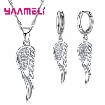 Angle Wing 925 Sterling Silver Pendants Necklace Dangle Earrings Set For Wedding Women CZ Zircon Engagement Jewelry Sets
Angle Wing 925 Sterling Silver Pendants Necklace Dangle Earrings Set For Wedding Women CZ Zircon Engagement Jewelry Sets