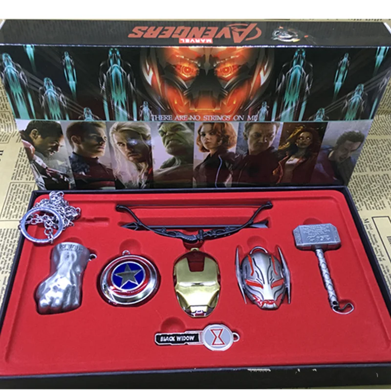 6 Pcs/se Avengers Weapons COS Quake Helmet Necklace Bow and arrow Hand Statue Helmet Shield Action Figure Toy P183
6 Pcs/se Avengers Weapons COS Quake Helmet Necklace Bow and arrow Hand Statue Helmet Shield Action Figure Toy P183