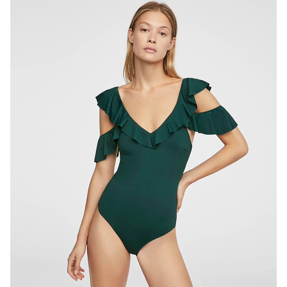 Ruffle Women One Piece Swimsuit Push Up Swimwear Flounce Solid Bathing Suit Backless Green Monokini Vintage Bodysuit Summer
Ruffle Women One Piece Swimsuit Push Up Swimwear Flounce Solid Bathing Suit Backless Green Monokini Vintage Bodysuit Summer