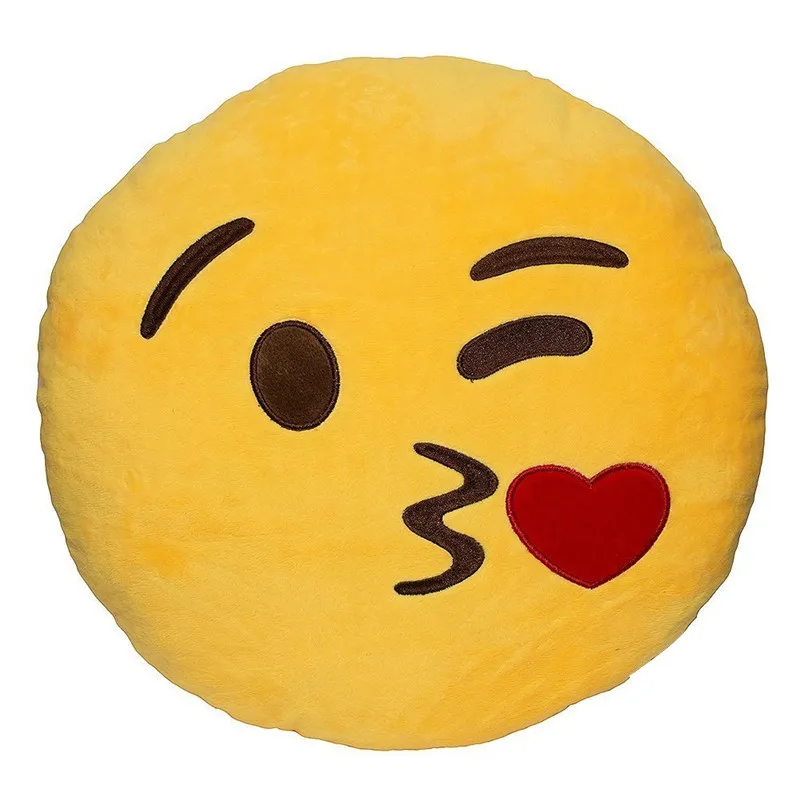 

32cm Emoji Smiley Emoticon Pillow Yellow Round Cushion Stuffed Plush Soft Toy H1