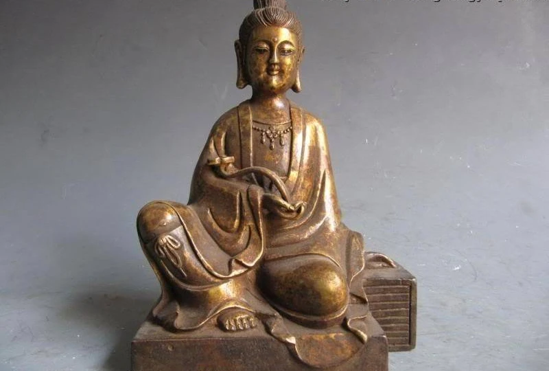 Tibet Old Bronze Carved RuYi Kwan-Yin Guan Yin Buddha Statue
