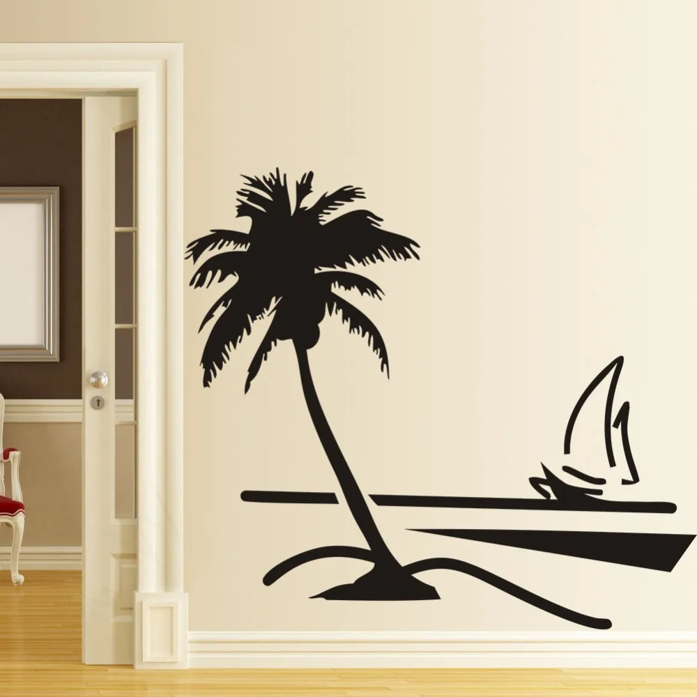 89x78cm Large Vinyl Paper Wall Stickers Home Decor Decal Coconut Palm Tree Sailboat Decals Art Decoratooom Room Wall Mural A-80 
89x78cm Large Vinyl Paper Wall Stickers Home Decor Decal Coconut Palm Tree Sailboat Decals Art Decoratooom Room Wall Mural A-80