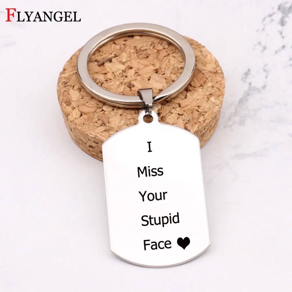 Novelty Couples Loves Keychain Funny I miss your stupid face Engraved Key Chain Keyring for Husband Boyfriend Jewelry Gift
Novelty Couples Loves Keychain Funny I miss your stupid face Engraved Key Chain Keyring for Husband Boyfriend Jewelry Gift