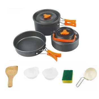 Camping teapot set pot combination 2-3 people outdoor kettle picnic tableware set outdoor eight sets
Camping teapot set pot combination 2-3 people outdoor kettle picnic tableware set outdoor eight sets