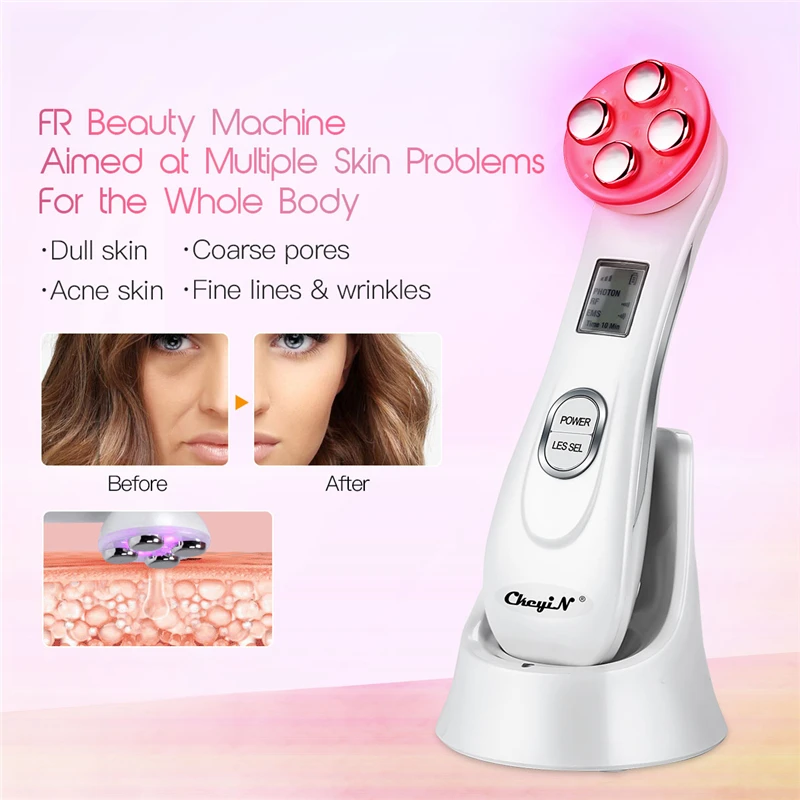 

CkeyiN 5 Colors LED Photon Skin Rejuvenation RF Beauty Device Remove Acne Wrinkles Skin Tighten Whitening Firming Face Lifting