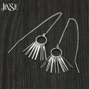JINSE Fashion Unique Design Punk Rock S925 Pure Silver Long Chain Tassel Pendant Exaggerated Statement Dangle Earrings for Women
JINSE Fashion Unique Design Punk Rock S925 Pure Silver Long Chain Tassel Pendant Exaggerated Statement Dangle Earrings for Women