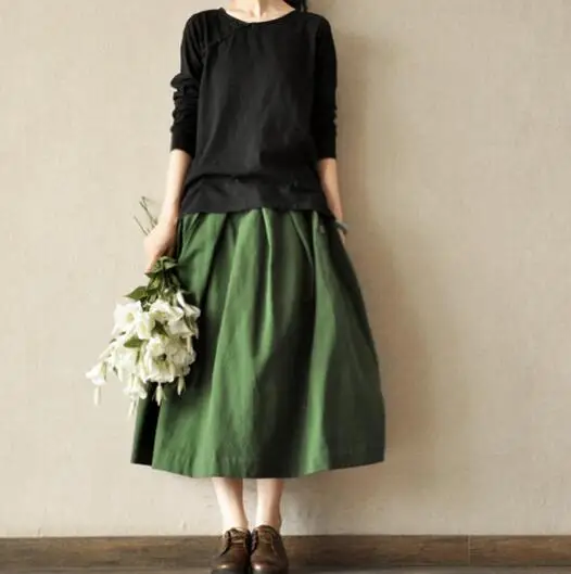 Women's Plus Size Green Vintage Skirts Spring Summer Autumn Expansion Bottom Casual Skirt Fashion Solid Color Pleated Skirt
Women's Plus Size Green Vintage Skirts Spring Summer Autumn Expansion Bottom Casual Skirt Fashion Solid Color Pleated Skirt