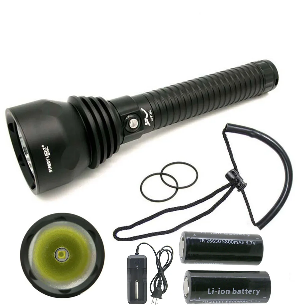 XHP70 LED Diving Flashlight 3000 lumens Super Bright Scuba Dive Torch Waterproof Underwater 100M use 26650 camping lamp Lantern
XHP70 LED Diving Flashlight 3000 lumens Super Bright Scuba Dive Torch Waterproof Underwater 100M use 26650 camping lamp Lantern