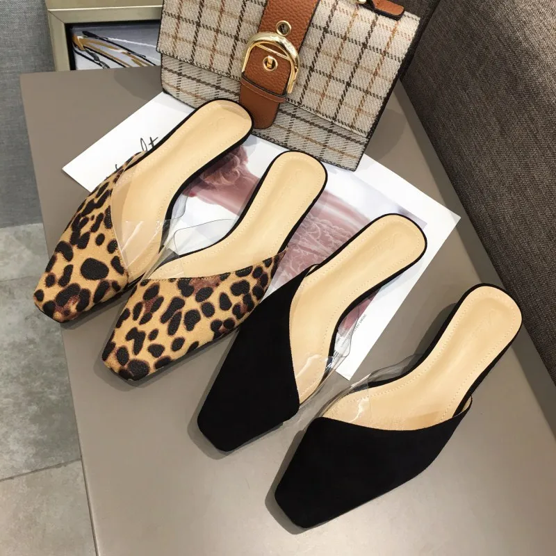 European Leopard transparent patchwork slippers female lady summer outdoor loafers square toe slides low heels mules shoes woman
European Leopard transparent patchwork slippers female lady summer outdoor loafers square toe slides low heels mules shoes woman