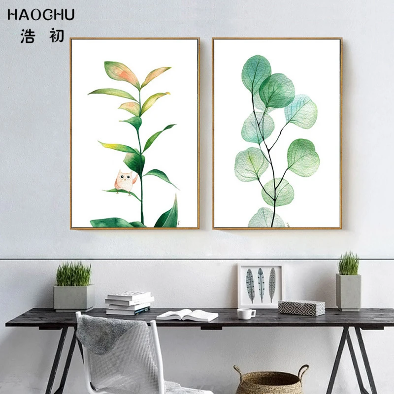 Холщовая картина HAOCHU с принтом листвы и скандинавских природы для домашнего